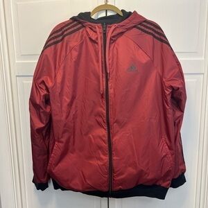 Adidas Men’s Reversible Hooded Jacket Size Large Color Red And Black
